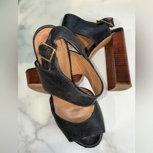 Silvia Rossi Distressed Black Leather Women's Heels